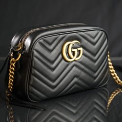 black Gucci leather shoulder bag